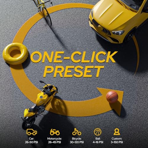 WARWOLF 160PSI Tire Inflator Portable Air Compressor, Electric Air Pump for Car Tires with Pressure Gauge, Dual Power 12V DC, LED Light, Auto Shut-Off, Tire Pump for Auto, Motorcycle, Bicycle, Balls - Thumbnail 5