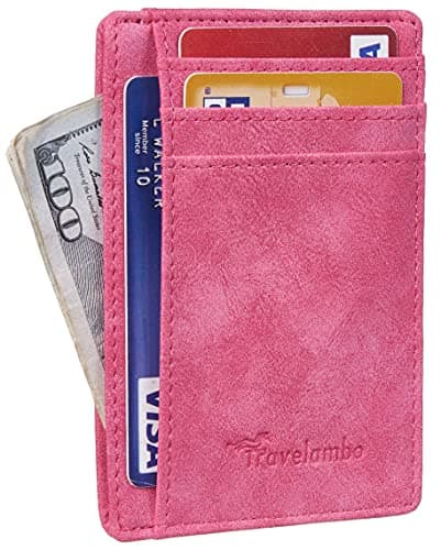 Travelambo Slim Wallet Front Pocket Minimalist Leather RFID Blocking Medium Size - Thumbnail 2