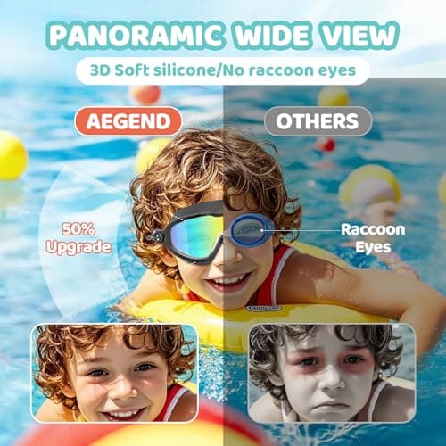 Aegend Swim Goggles with Bungee Strap No Leaking Anti Fog Swimming Goggles with Quick Adjust (Aqua & Bright Silver, Large(Age 18+)) - Thumbnail 4