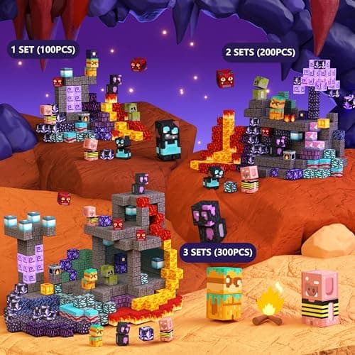 GobiDex Magnetic Blocks, Building Toys Game-Based Build Magwonder Cave World with Magnet Construction Toys STEM Sensory Gift for Boys Girls Birthday - Thumbnail 2