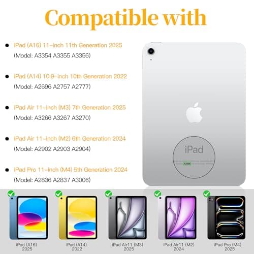 YIHE Kids Case for iPad A16 11th Generation (11-inch, 2025) & 10th Gen (10.9" 2022) | Shockproof Tablet Cover with Built-in Screen Protector & Pencil Holder for iPad 10.9/11 Inch, Purple Green - Thumbnail 2