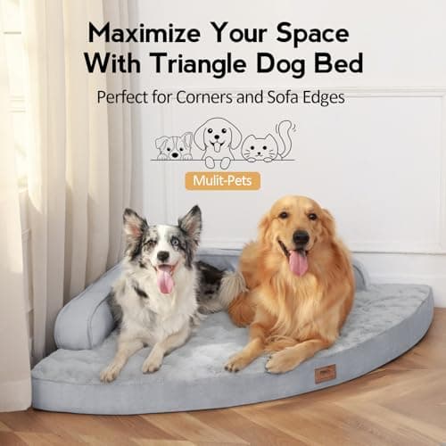 MEKIY Large Dog Bed - XL Orthopedic Egg-Crate Memory Foam Dog Beds with Removable Washable Cover, Waterproof Pet Beds with Non-Slip Bottom, Grey - Thumbnail 4