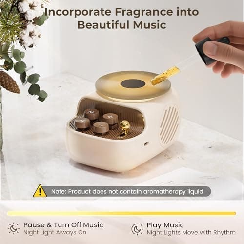 RichBird 3 in 1 Protable Cute Speakers with Aromatic Tray, Vintage Record Player Look, Speakers Bluetooth Wireless, Adjustable Ambient Lights for Home Office Decor - Thumbnail 6