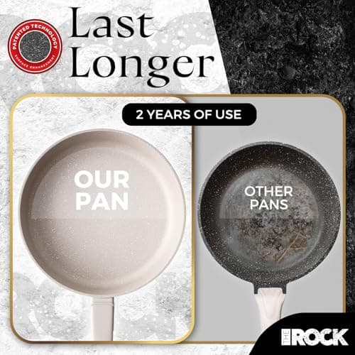 THE ROCK SOHO 8-Inch Non Stick Frying Pan with Lid–Nothing Sticks, Never Warps, Lasts Longer, Ceramic Non Toxic Skillet with Heat-Resistant Handle, PTFE PFOA & PFAS Free, Dishwasher Safe, Cream - Thumbnail 3