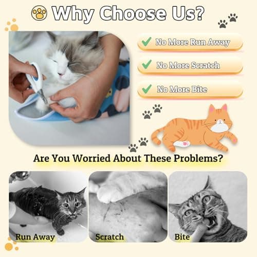 21.7" Cat Wrap for Grooming-Premium Cat Grooming Wrap Cat Restraint for Nail Clipping, Self-Adherent Soft Cat Blanket to Wrap Cat Anti-Scratch Anti-Escape Grooming Bag (Blue, L(Within 9lbs)) - Thumbnail 3