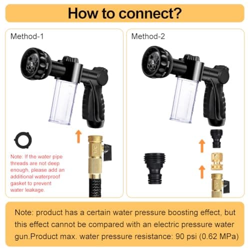 EVILTO Garden Hose Nozzle, High Pressure Hose Spray Nozzle 8 Way Spray Pattern One-Touch Sprayer for Watering Plants, Lawn, Patio, Car Wash, Cleaning，Showering Pet - Thumbnail 6