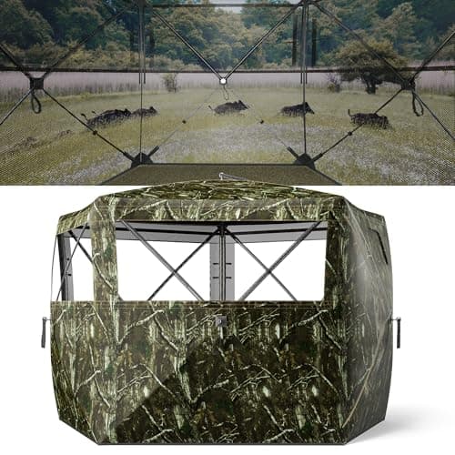 5-Sided Hunting Blind, 3-4 Person Pop Up Blinds 288 Degree See Through, Portable Durable Hunting Ground Blinds for Deer Hunting(Swing Door) - Image 1
