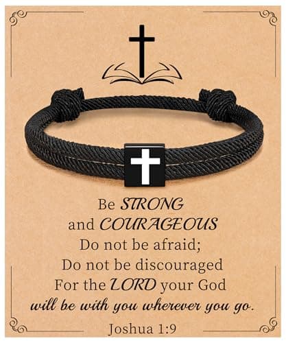 Sistble Cross Bracelet for Men, Stocking Stuffers for Teens Christian Bracelet Handmade Braided Rope Cross Bracelet Joshua Bible Verse Jesus Easter Christmas Gifts for Men Inspirational Jewelry - Image 1
