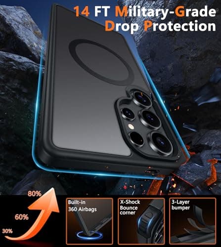FNTCASE for Samsung Galaxy S25-Ultra Case: Magnetic Translucent Black Cover - Thumbnail 5