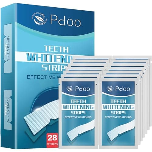 Teeth Whitening Strip 14 Treatments - Whitening Strips for Sensitive People, Fast Remove Smoking, Coffee, Wine Stains, Teeth Brightening Kit Pack of 28 Non-Slip Strips - Image 1