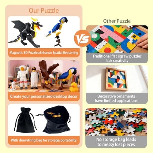 3D Magnetic Puzzle,Magnetic Animal Puzzle Toys for Adult,Penguin Model Collectible Novelty Desk Decor Toy - Thumbnail 3