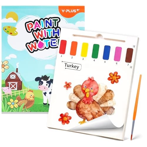 YPLUS Paint with Water Books for Toddlers, Art Craft Toys Watercolor Painting Paper, Gift for Kids Ages 1-3, 2-4, 4-6, Drawing with Brush - Farm - Image 1