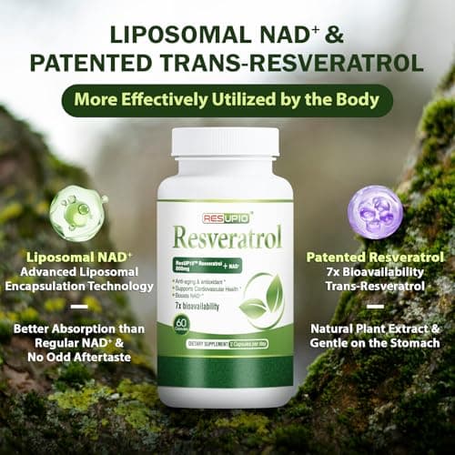 PureBotan Liposomal NAD+ Resveratrol Supplement 1300mg, High Bioavailable Trans Resveratrol ResUP10, with Extra Strength NAD Plus, Support Aging, Cardiovascular Health and Cellular Energy, 60 Capsules - Thumbnail 2