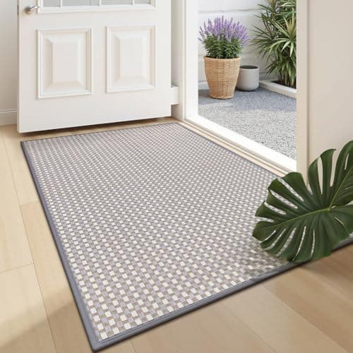 U'Artlines Door Mat 24"x36",Non Slip Rubber Backing Floor Mats, Absorbent Dirt Resistant Low-Profile Doormats, Front Door Mat for Indoor Outdoor Entry, Patio, Porch Grey - Image 1