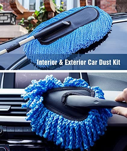 YeewayVeh Car Duster Kit, 2 Pack Car Dust Brush Set with Microfiber Pollen Dusters Scratch Free, Extendable Duster Brush & Dash Duster for Exterior Interior Cleaning Tools - Thumbnail 2