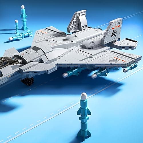 J-15 Fighter Jet Building Kit, 577PCS Military Aircraft Model for Boys 8–12, Army Airplane Toy with Foldable Wings & Tail, Clear Cockpit, Dual-Engine Jet, STEM Construction Blocks for Teens & Adult - Thumbnail 5