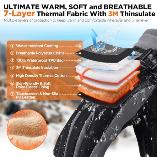 rivmount 3M Thinsulate Winter Gloves Men Women, Thermal Ski Gloves for Cold Weather with Warm, Touchscreen, Waterproof, Windproof for Outdoor, Running, Skiing, Cycling, Work, Snow, Black-Gray Size 2XL - Thumbnail 2