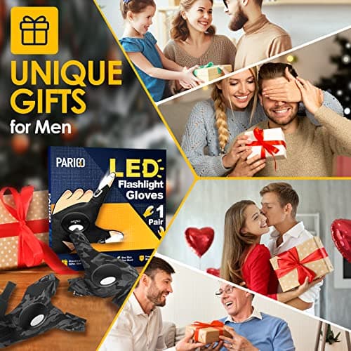 PARIGO LED Flashlight Gloves Gifts for Men, Lighted Gloves Fathers Day Dad Gifts for Him Birthday Gifts for Husband, Car Guy Unique Tool Cool Stuff Gadgets for Men Camping Accessories Fishing Gifts - Thumbnail 2