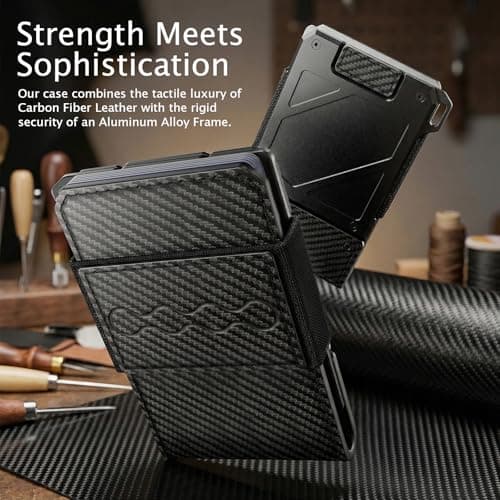 XZZUO Wallet for Men, RFID Blocking Minimalist Leather Pull-out Cloth Belt Wallet with Money Clip, Men's Wallet for 8-15 Cards & Cash, Pocket Fashion Credit Card Holder (Carbon Fiber) - Thumbnail 3