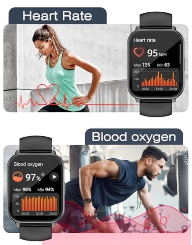 Smart Watches for Women Men (Answer/Make Calls, 3 Bands), 1.85" Fitness Tracker Watch for iPhone/Android Phones with Heart Rate Monitor Sleep/Steps Tracker 100+ Sports Pedometer Waterproof (Black) - Thumbnail 5