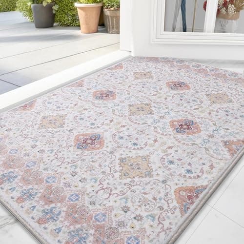Vanmoos 2x3 Washable Area Rug – Soft, Non-Slip Entrance Rug, Durable Indoor Door mat, Floor Carpet for High-Traffic Areas, Entryway, Kitchen, and Bedside, Charm/Beige - Thumbnail 6