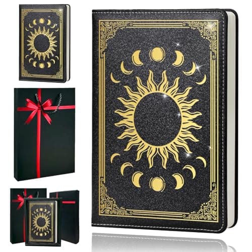 QDWXDEL Premium Leather Journal for Women - Moon Phase A5 Notebook with 100gsm Thick Paper, Travel Journal Gift Set (Moon Phase Black) - Image 1