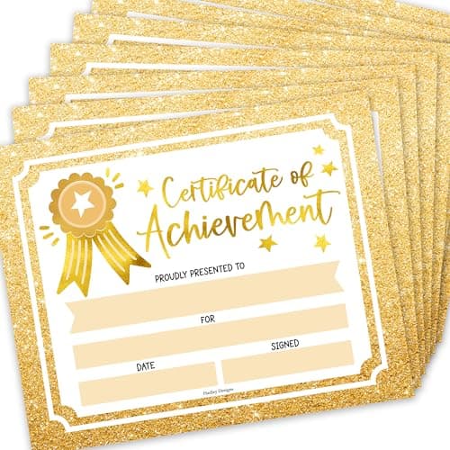 Classroom Award Certificates for Students -25 Certificate of Achievement Awards, Gold Star Certificate Paper, Preschool Graduation Certificates for Kids, Kindergarten Diploma, Star Student Honor Roll - Image 1