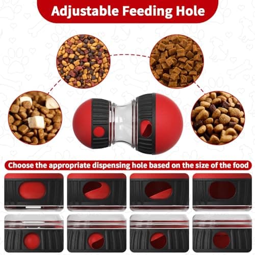 COSOWO Interactive Dog Treat Dispenser and Puzzle Toys, Dog Slow Food Feeder Rolling Ball for Reducing Boredom and IQ Training Toys, Red - Thumbnail 3