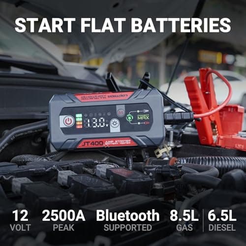 LOKITHOR JT400 Jump Starter and Battery Tester, 2500A Car Battery Booster, Portable 12V Jump Box for Up to 8.5L Gas or 6.5L Diesel Engines, 100-2000 CCA Load Capacity Automotive Load Tester - Thumbnail 2