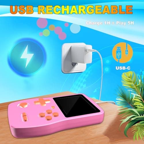32 Bit Handheld Game for Kids Preloaded 139 Retro Video Games, 3.0'' IPS Screen and Rechargeable Battery Portable Gaming System, Mini Travel Electronic Toy Gifts for Boys Girls (Pink) - Thumbnail 5