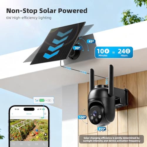 GLEEMALL 4G LTE Cellular Security Cameras Solar Powered No WiFi Security Camera Outdoor Wireless Built-in SIM Card 2K Color Night Vision 360° View Motion Detection 2-Way Audio 2 Packs - Thumbnail 3