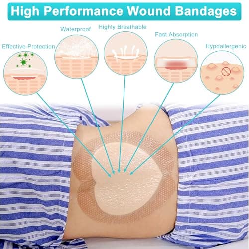 Sacrum Silicone Foam Dressing with Adhesive Border 7"x7", 5 Packs, Highly Absorbent, Breathable Waterproof Sacral Bandage Pad for Bed Sore, Pressure Ulcer Wound Dressing, FSA HSA Eligible - Thumbnail 6