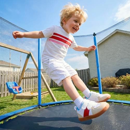 WIDE TOE BOX Toddler Barefoot Shoes - Boys Girls Zero Drop Sneakers - Non-Slip First Walking Shoes, Lightweight Kids Tennis Shoe, Classic Blue Red, 11 Wide Little Kid - Thumbnail 2