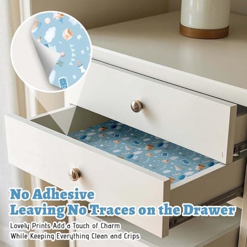 STRN Drawer Liners for Dresser, Baby Powder Scented Fragrant Drawer Liner 12 Sheets, Non-Adhesive Drawer Paper Liner for Bedroom Shelf Closet, Shoe Chest - Thumbnail 4