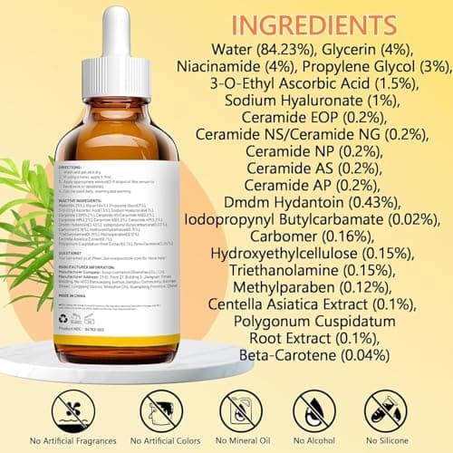 Pure 4% Niacinamide Serum for Acne Treatment for Face & Dark Spots | Brightening Face Serum with 1.5% Vitamin C | 1% Hyaluronic Acid | 1% Ceramide T5 (4 fl.oz/120ml) - Thumbnail 5