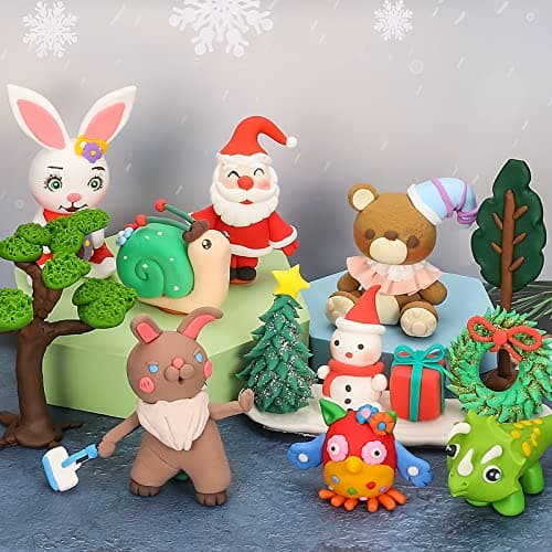 ifergoo Air Dry Clay Kit for Kids - 60 Colors Magic Modeling Clay, Ultra Light, Safe & Non-Toxic, DIY Art & Craft Molding Toy with Tools, Birthday&Christmas Gift for Age 3-12 Years Old Boys Girls - Thumbnail 6