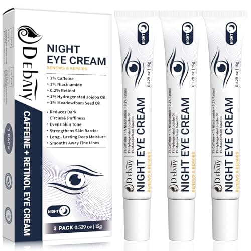 DEBAIY 3% Caffeine Eye Cream for Dark Circles Puffiness & Bags Under Eyes Night Cream (3 Pack 15g Each) - Image 1