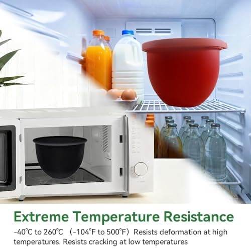 Silicone Liners for KitchenAid 5 Qt Tilt-Head Stand Mixer(Only), Odourless,Thicker, Cold/Heat-Resistant & Non-Stick, Easy Clean, Fits 5 Quart Mixing Bowl, Set of 3 with Lids - Thumbnail 4