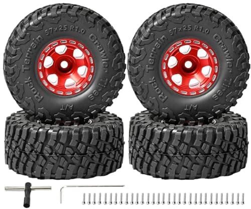 RcThjia 1.0 Beadlock Wheel Soft Tire Set RC Upgrade Part for Traxxas 1/18 TRX4M 1/24 RC Crawlers car Axial SCX24 FMS FCX24 Gladiator Bronco C10 JLU Deadbolt B17 Upgrade.(4Pcs/Set) - Image 1