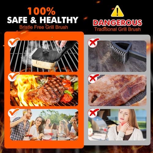 PROKITCHEN Grill Brush for Outdoor Grill Bristle Free, Reinforced Grill Cleaner Scraper BBQ Brush Non Metal Bristles Steam Cleaning Grill Cleaning Brush Safe BBQ Accessories Grill Tool, Gifts for Men - Thumbnail 2