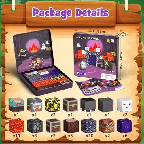 WMXDU Mini Magnetic Blocks, Magnetic Cubes Game with Iron Box 49 PCS Magnet Tiles Building Blocks Toddler Toy STEM Sensory Outdoor Creative Kids Travel Toys for 3+ Year Old - Thumbnail 6