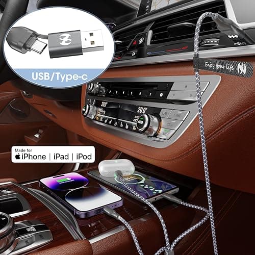 IDISON Multi Charging Cable (4ft 2Pack), 3 in 1 Charging Cable Nylon Braided USB A/C Port iPhone Charger Cord with Type C Lightning USB for Apple iPhone Android Phone -Rose Grey - Thumbnail 5