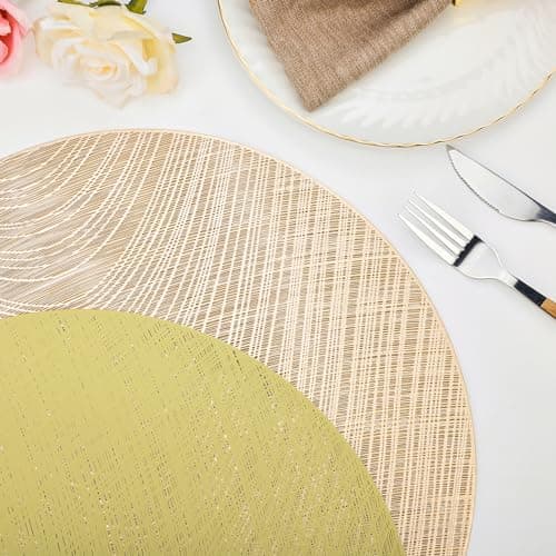 U'Artlines 12 Pack Placemats Metallic Hollow Out Mats Vinyl Non-Slip Heat Insulation Kitchen Table Mats - Thumbnail 4