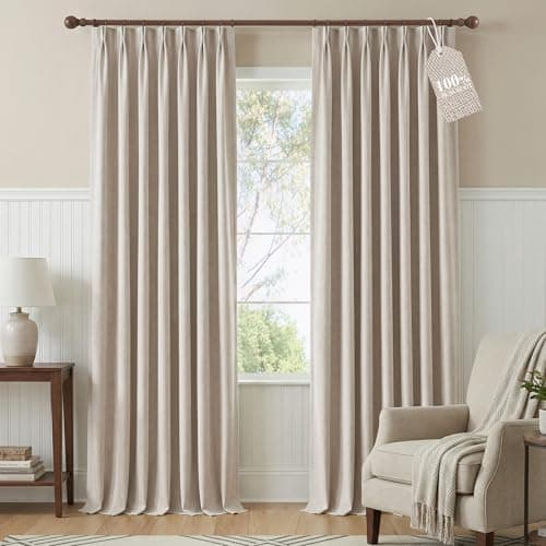 NICETOWN PRO 100% Blackout Taupe Curtains 90 inches Long, Pinch Pleated Window Treatments Thermal Insulated Linen Blend Drapes for Bedroom/Living Room, 2 Panels, W40 x L90 - Image 1