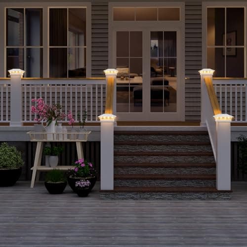 VOLISUN Solar Fence - Post Lights, Solar Post Cap Light Outdoor Waterproof 12pack, White Deck Cap Light Solar Powered, for 4x4 5x5 6x6 Wooden/Vinyl Post - Thumbnail 6