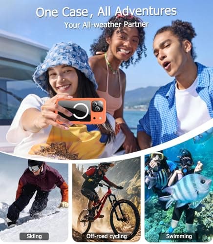 HECLETSO for iPhone 17 Pro Max Case - Compatible with MagSafe - IP68 Waterproof & Dustproof, 10FT Military-Grade Drop Proof - Built-in Screen Protector & Full-Body Rugged Cover, 6.9 Inch - Orange - Thumbnail 6