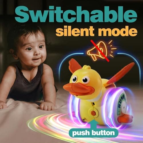 Sizobi Duck Toys for Toddlers 1-3, Tummy Time Crawling Toys for Babies 6-12 12-18 Months, Light Up Musical Dancing Walking Duck Learning Toys for Infants Newborn 0-3-6 Months Boys&Girls - Thumbnail 5
