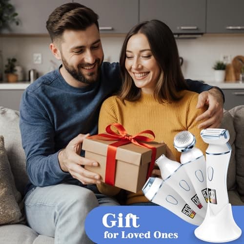 4 in 1 Electric Shaver for Women with Facial Brush, Electric Razor for Legs Underarm Pubic Hair, Bikini Trimmer IPX7 Portable Body Hair Removal, Wet & Dry Use, Rechargeable Grooming Kit, Light Blue - Thumbnail 6