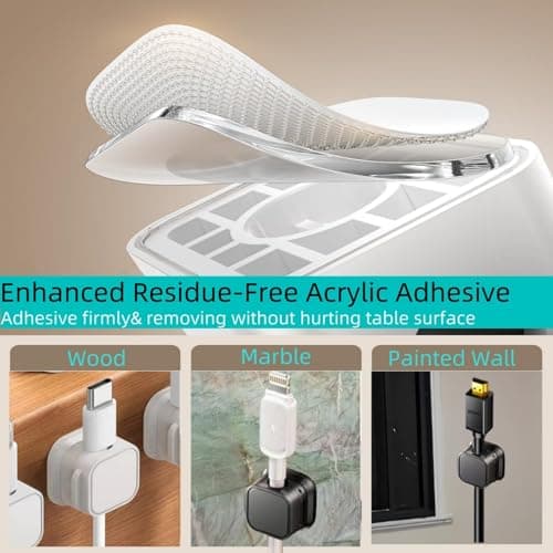 10 Pack Magnetic Cable Clips,Adjustable and Convenient Cable Management, Wire Holder Organizer, Conceal or Arrange Phone USB Charger Cables for Home, Office, Car, Desk, or Nightstand. (Black) - Thumbnail 5