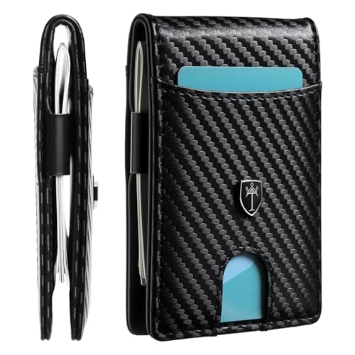 Tipmile Money Clip Wallet for Men RFID Blocking Minimalist Slim Bifold Front Pocket Wallet, Black Carbon Fiber - Image 1
